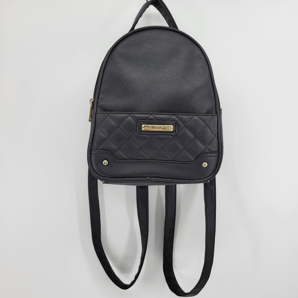 Juicy Couture Rosie Black Quilted Mini Backpack Faux Leather Gold Hardware